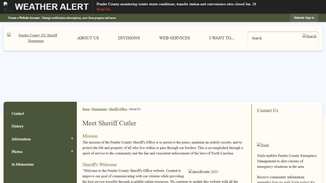 Meet Sheriff Cutler Pender County, NC