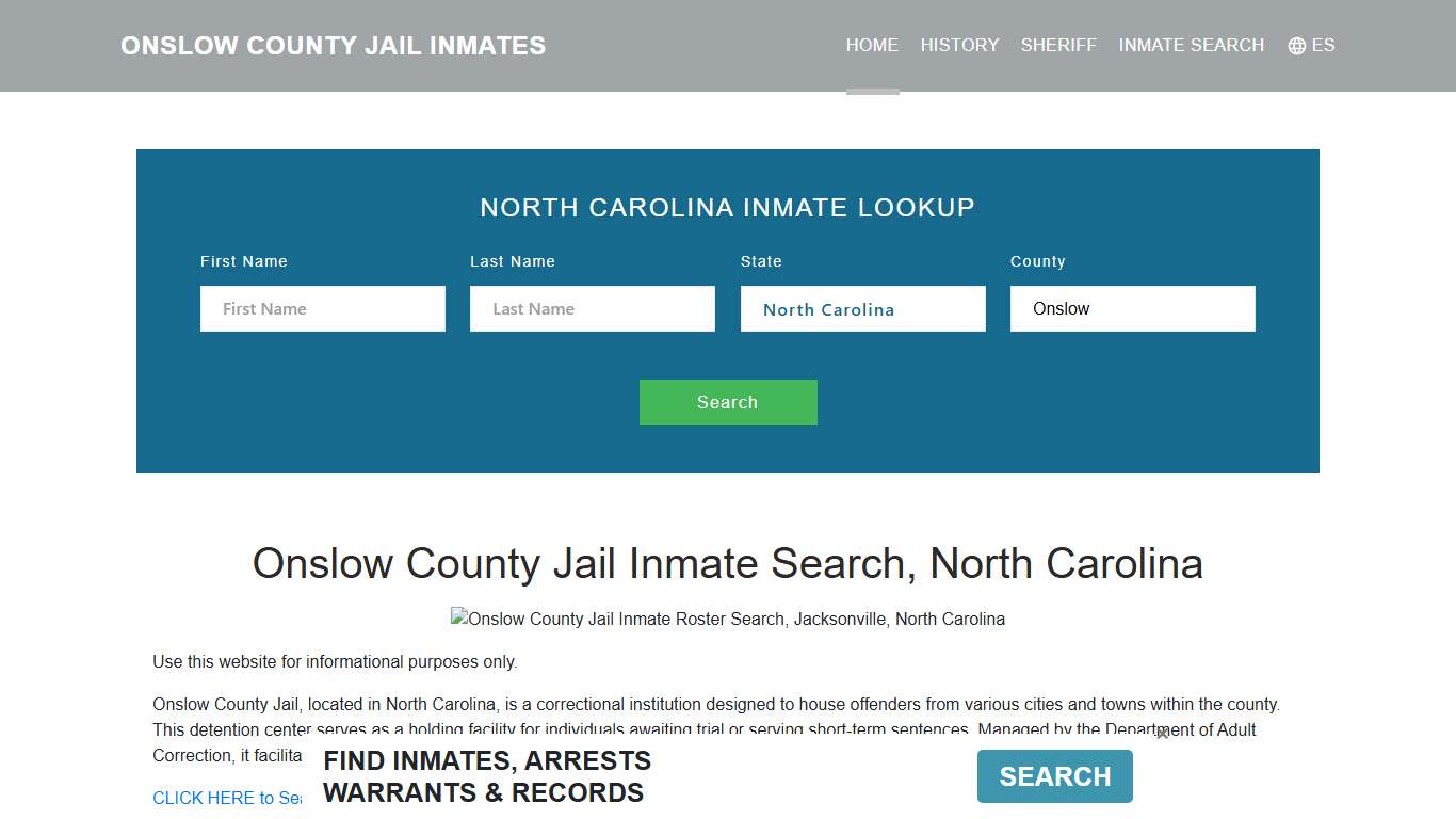 Onslow County Jail Inmate Roster Lookup, Jacksonville, NC